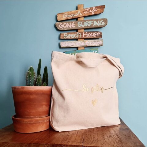 Bolso personalizado con vinilo textil