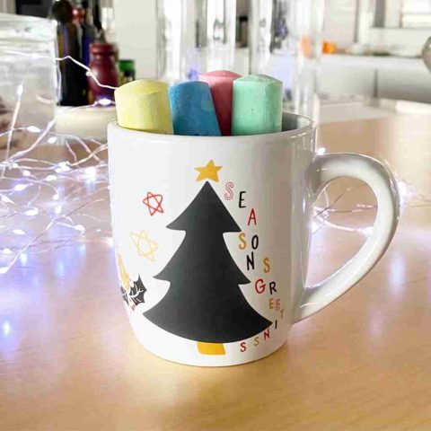 Taza de navidad niños + 4 Tizas grandes